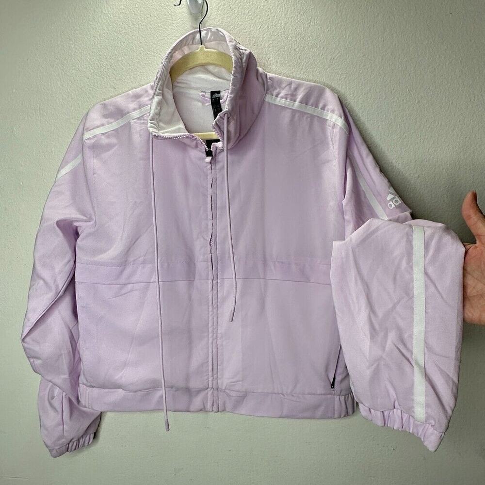NWT Adidas W 3S Train Climalite Jacket Aero Pink Lilac Zip Front Windbreaker S